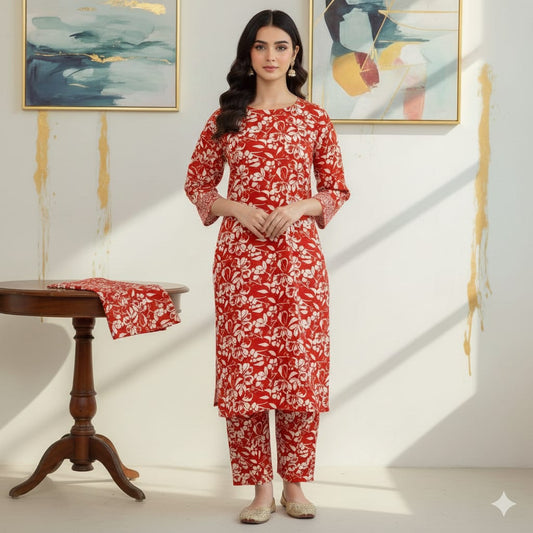 2 Pcs Unstitched Digital Print Suit J-0608