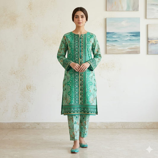 2 Pcs Unstitched Digital Print Suit J-2418